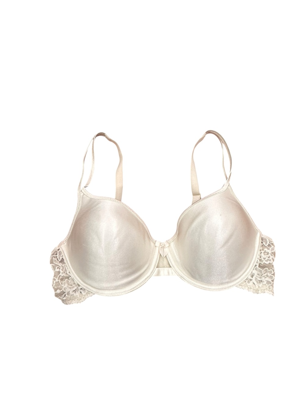 Vintage Vanity Fair Light Cream Lace-Accent Underwire Classic Bra. 38B